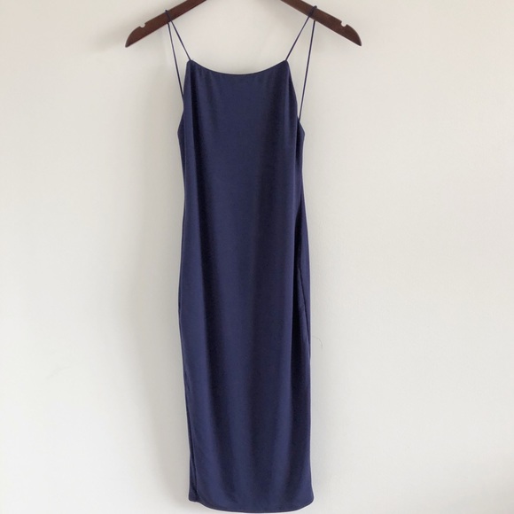 KATE Double Layer Open Back Dress in Navy - Picture 3 of 5